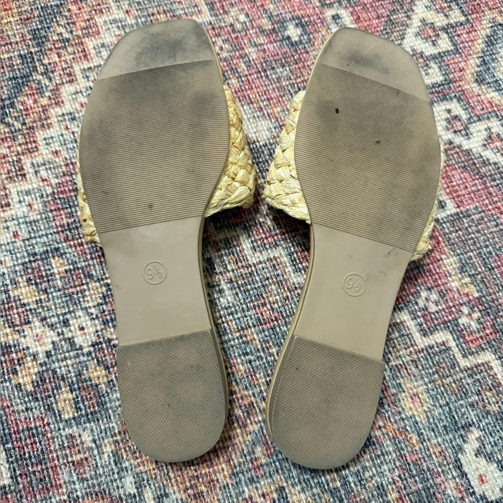 Raffia Slides Sandals A New Day Size 9.5 Carissa Memory Foam - Picture 3 of 7